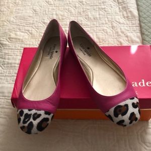 Pink Kate Spade flats with leopard toes